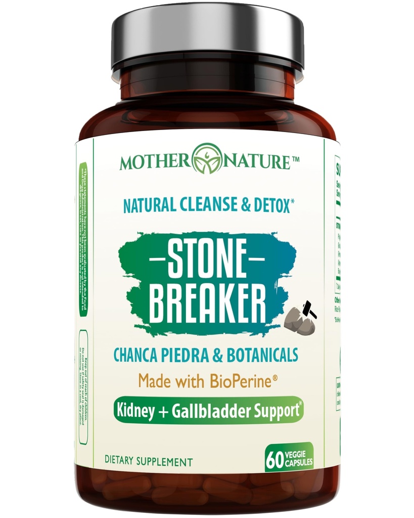 Stone Breaker Chanca Piedra Capsules, Dissolve Kidney & Gallbladder, Detoxify Urinary Tract, Flush Impurities, Kidney Support with Celery Seed Extract - 60 Veg Capsules