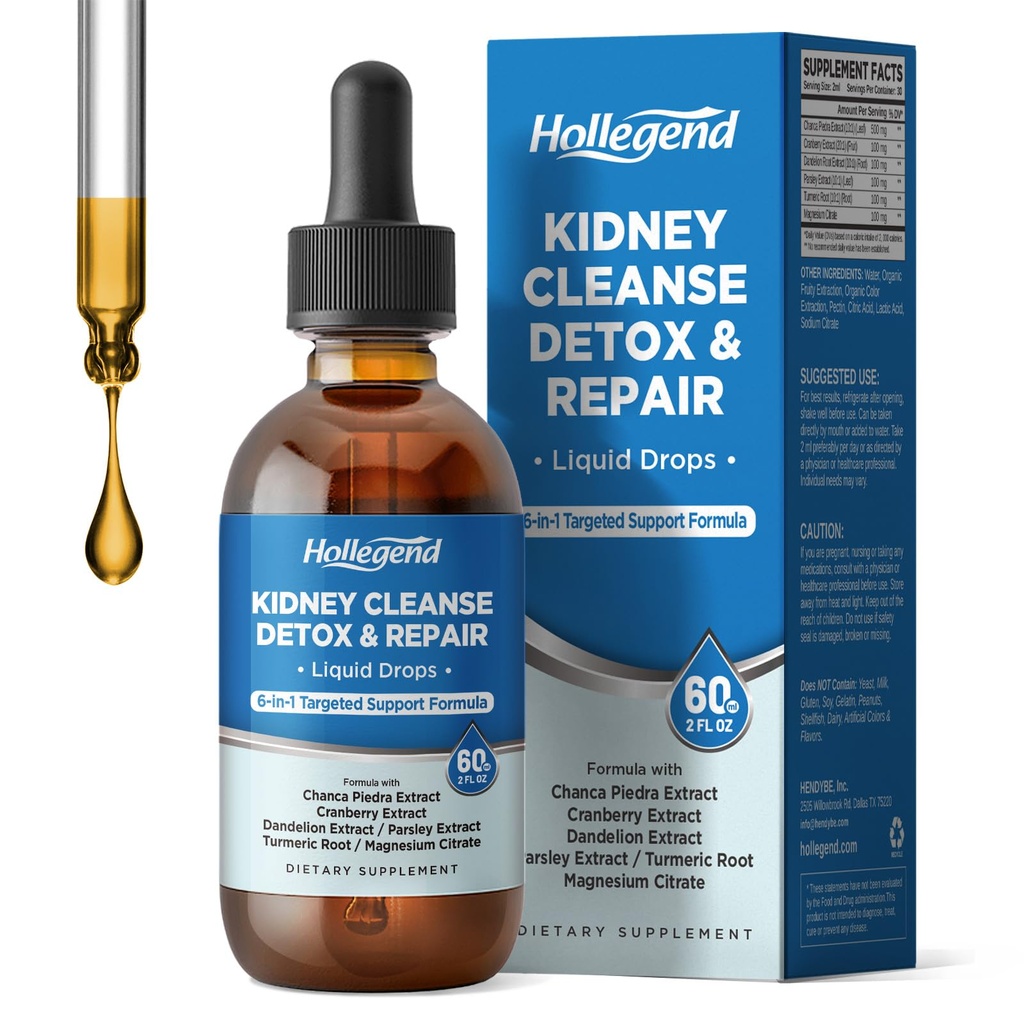 Kidney Cleanse Detox & Repair Liquid Drops, Kidney Liver Support Supplement for Women & Men, w/Chanca Piedra, Cranberry, Urinary Tract, Bladder Support,Vegan,Non-GMO,2 Fl Oz
