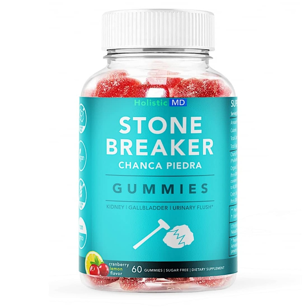 Stone Breaker Chanca Piedra 1,500mg Gummies Kidney Stones Cleanse Gallbladder Formula | Plus Cranberry Extract Might Help Urinary Tract Flush Impurities | Fast Absorption Sugar Free 60ct
