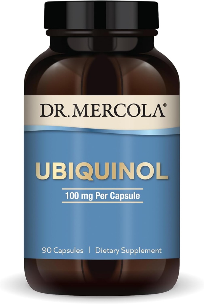 Δρ. Mercola Ubiquinol - Υποστηρίζει την ενέργεια, Κυτταρική Υγεία & Υγεία της Καρδιάς - 100 mg Ubiquinol - Φόρμουλα υψηλής απορρόφησης - Μη ΓΤΟ, Χωρίς γλουτένη & Χωρίς σόγια - 90 κάψουλες (90 εξυπηρετούν)