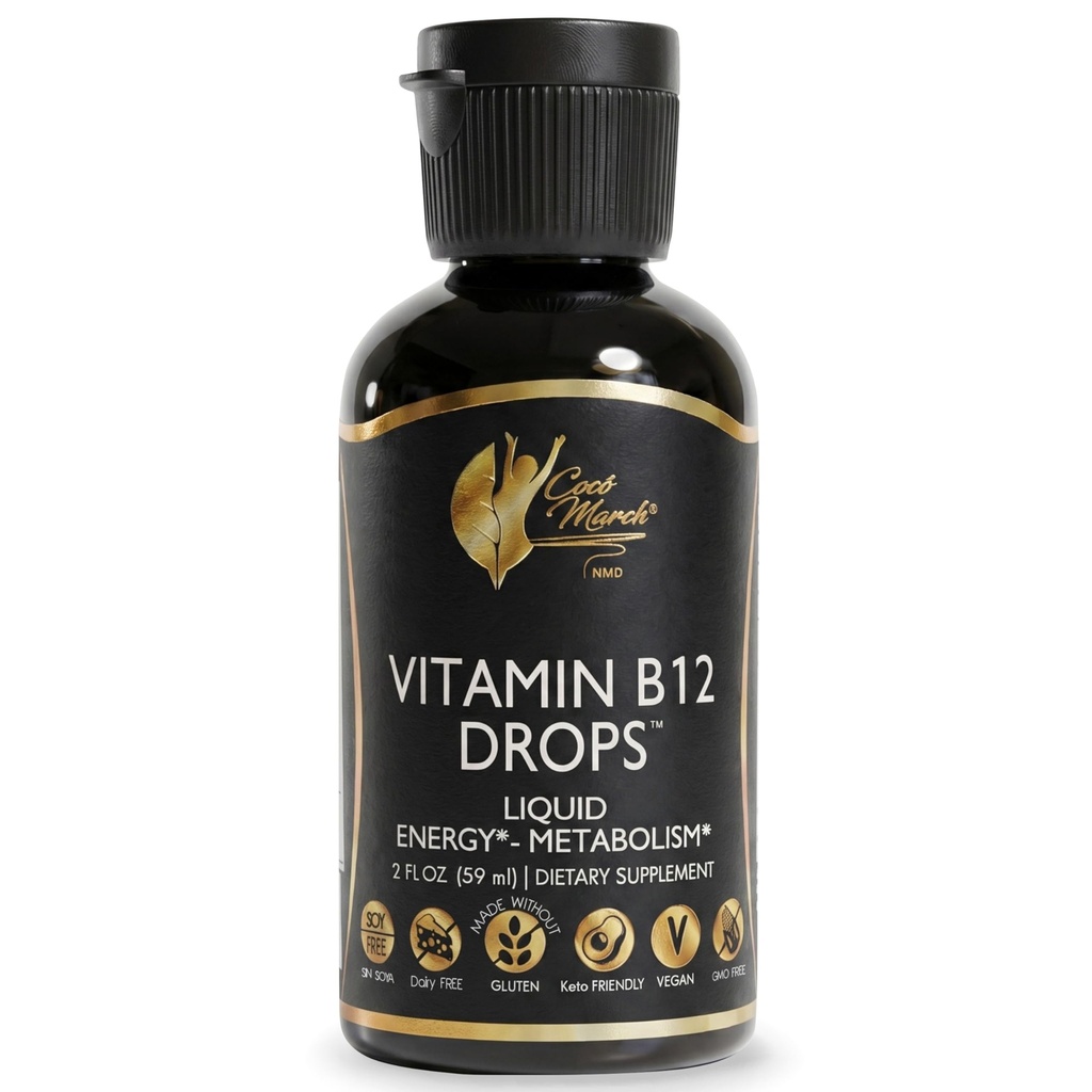 Cocó March N.M.D Liquid Vitamin B12 Drops with B1, B2, B6, B12 & Vitamin C – Energy, Metabolism & Immune Support – Vitamins for Women & Men – Vegan, Gluten Free, Soy & Dairy Free – 2 Fl Oz (59 mL)