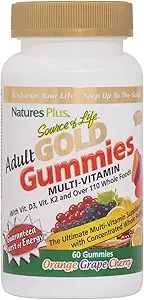 NaturesPlus Πηγή της ζωής Gold Adult Multivitamin Gummies - 60 Σύνολο Gummies τροφίμων - Πλήρης ημερήσια συμπλήρωμα βιταμίνης - Δωρεάν Ριζοσπαστική Άμυνα, Ενεργειακή Υποστήριξη - Χωρίς γλουτένη - 30 Σύνολο Σερβίρεις