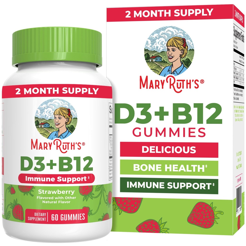 MaryRuth Organics Vegan Vitamin D3 + Βιταμίνη B12 Gummies 
