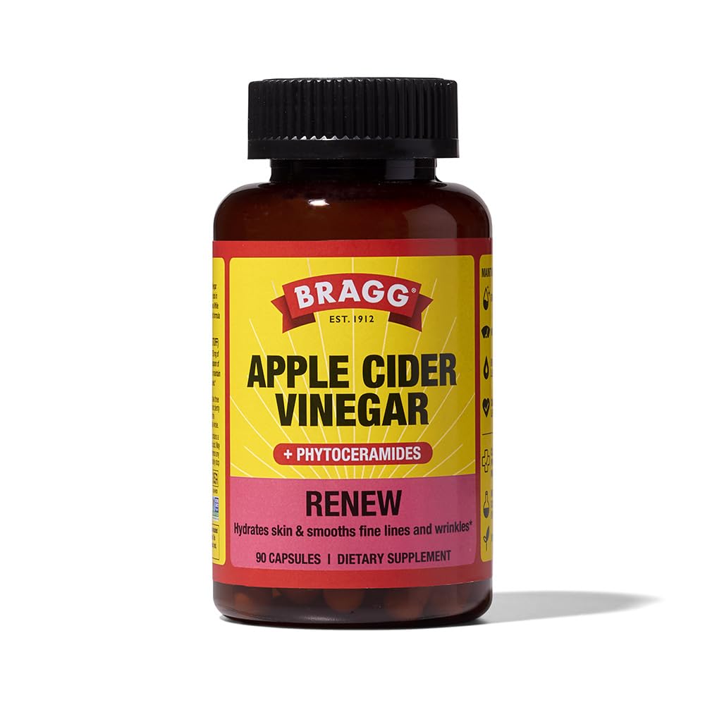 Bragg Renew Apple Cider Vinegar Capsules with Phytoceramides - 90 Capsules - Maintains Healthy Skin and Promotes Hydration