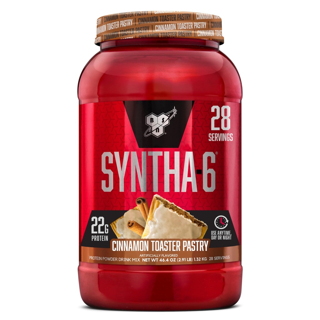 BSN SYNTHA-6 Premium Protein Powder με 6g Fiber, Whey Protein, Micellar Casein, Milk Protein Isolate Blend, 5g Fat, Cinnamon Toaster Pastry, 28 Servings (Packaging May Vary)