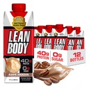 Lean Body Ready-to-Drink Café Mocha Protein Shake, 240mg Caffeine, 40g Protein, Whey Blend, 0 Sugar, Gluten Free, 22 Vitamins & Minerals, (Recyclable Carton & Lid - Pack of 12) LABRADA