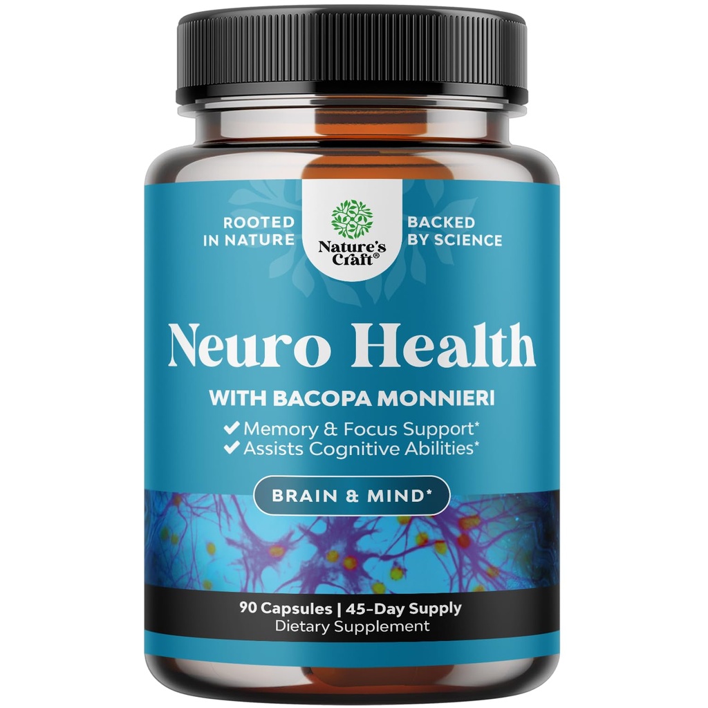 Nootropic Brain Supplement for Memory and Focus Support - Βιταμίνες για Ψυχική Υποστήριξη & Καθαρότητα με Bacopa Monnieri, VIT A, B6, Ριβοφλαβίνη, Νιασίνη, Thiamin & Folate - Γνωστικό Συγκρότημα - 90 Ct