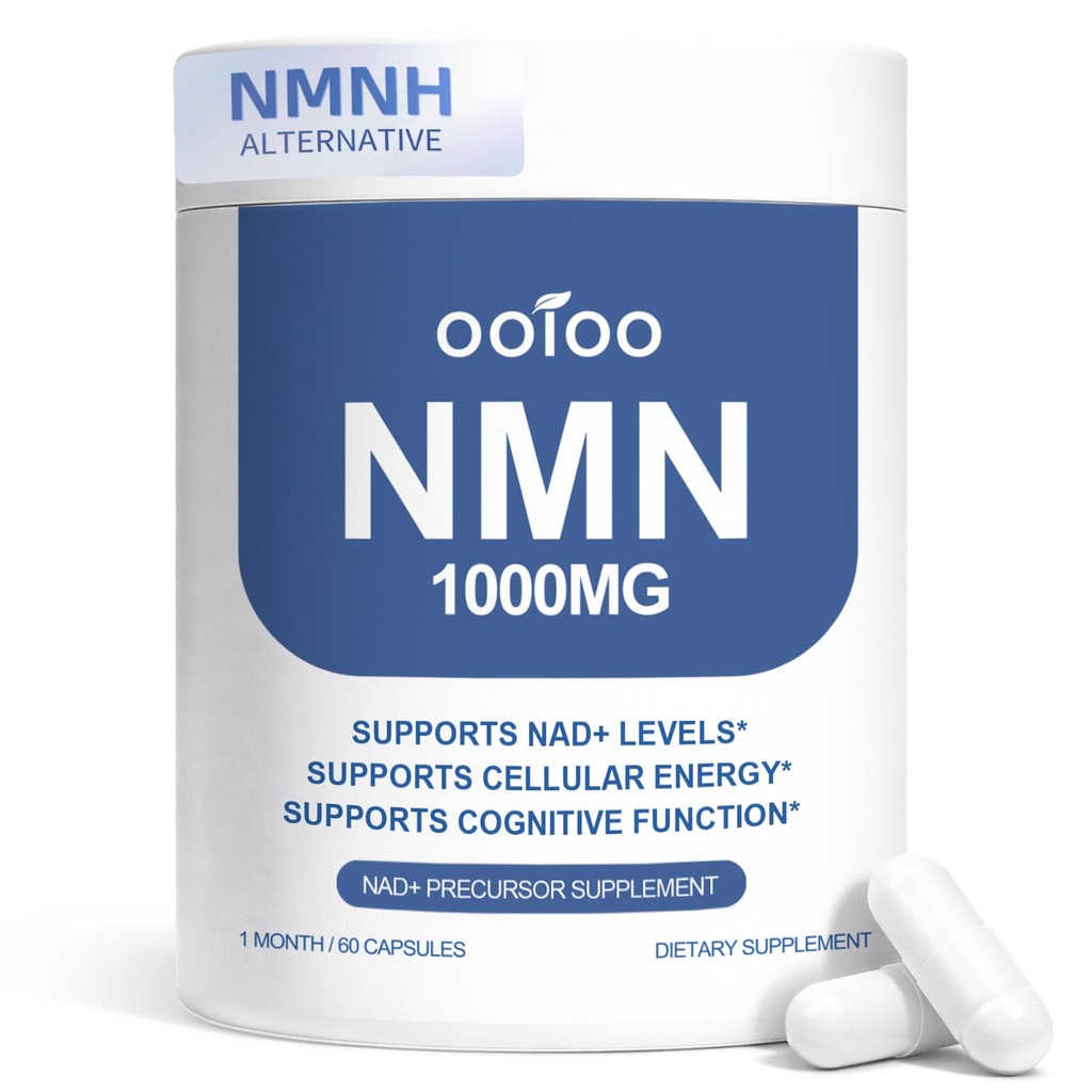 NMN Supplement 1000mg Pure Organic - NMNH Alternative, Supports Cellular Energy, NAD+ Levels & Healthy Aging, NAD+ Supplements for Women & Men, Nicotinamide Mononucleotide, Gluten Free, 60 Capsules