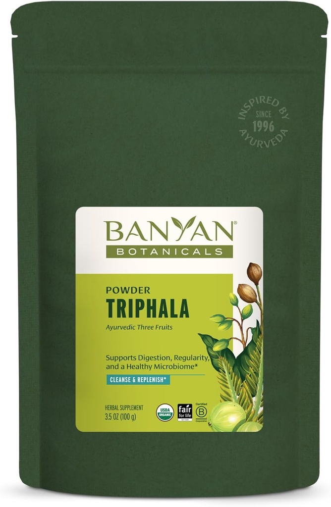 Banyan Botanicals Triphala Powder - Βιολογικό συμπλήρωμα πήξεως με Amla, Χαριτάκη & Bibhitaki – Digetion, Colon Support & Healthy Gut Microbiome* – 3,5 oz – Μη ΓΤΟ Βιώσιμα πηγάζει Vegan