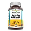 Amazing Omega Norwegian Cod Liver Oil 1000 Mg Softgels Supplement | Omega-3, EPA, DHA, Vitamin A, D & Vitamin E (Lemon | 120 Count)