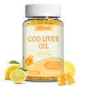 Cod Liver Oil Gummies 1000mg, for Adults & Kids with Omega-3 Vitamin A & D3, Fish Oil Supplement, Supports Eye Health, Brain Function & Bone Health, Sugar-Free, Non-GMO, Gluten-Free 60 Count