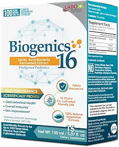LABO Διατροφή Βιογενετική 16– Lactic Acid Βακτήρια Ζυμωμένο Εκχύλισμα, 1000x Πιο Αποτελεσματική, Υποστηρίξτε την Υγεία των Ούρων Πέρα από τα Προβιοτικά & Πρεβιοτικά, Βελτιώστε το Εντερικό Δέρμα και την Ανοσοποιητική Υγεία, 10mlx15 φακελάκια