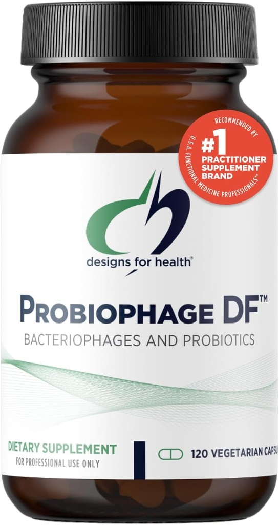 Designs for Health Probiophage DF - Bacteriophage Prebiotic + Probiotic Supplement - Probiotics for Digestion + Immune Support - Dairy Free Προ και Pro Biotics in Delayed Release Caps (120 Count)