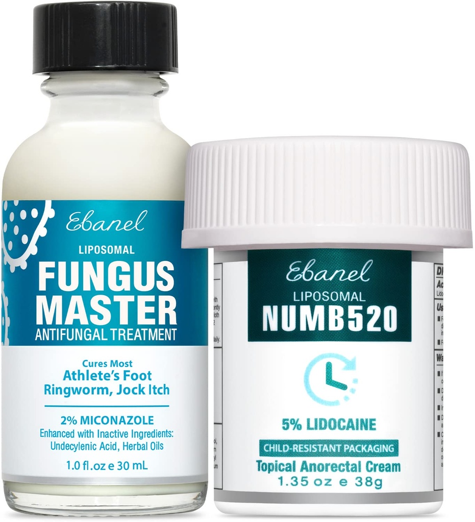 Ebanel Bundle of Fungus Treatment 1 Oz, and Lidocaine Numbing Cream