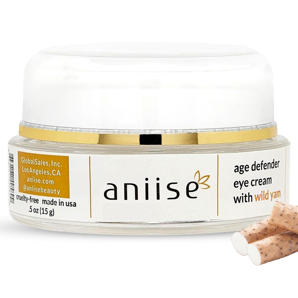 Aniise Wild Yam Age Defender Eye Cream | Anti-aging Eye Cream | Reduces Puffiness & Dark Spots, Boosts Collagen & Restores Elasticity | Fast-Absorbing Formula | 0.5 oz (15 mL)