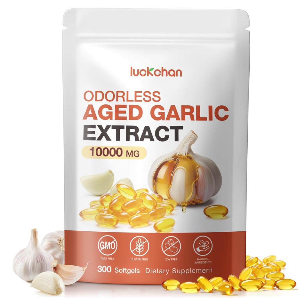 Aged Garlic Extract - High Potency Odorless Garlic Supplements for Heart & Immune Support - Natural Garlic Extract Capsules, 2 Years Matured, Non-GMO, Gluten Free, 300 Softgels