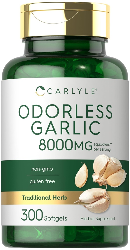 Carlyle Odorless Garlic Softgels | 300 Count | High Potency Formula | Non-GMO and Gluten Free