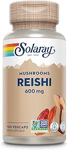 SOLARAY Reishi Mushroom 600mg - Κάψουλες Reishi Mushroom για την υποστήριξη του ανοσοποιητικού - Vegan, Εργαστήριο Επαληθευμένο - Εγγύηση επιστροφής χρημάτων 60 ημερών - 100 μερίδες, 100 VegCaps