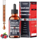 9in1 Grape Seed Extract Liquid Drops with Elderberry, Bilberry, Acai Berry, Lutein, Zeaxanthin, and More - Antioxidant & Immune System Support - 30ml 1 Fl Oz