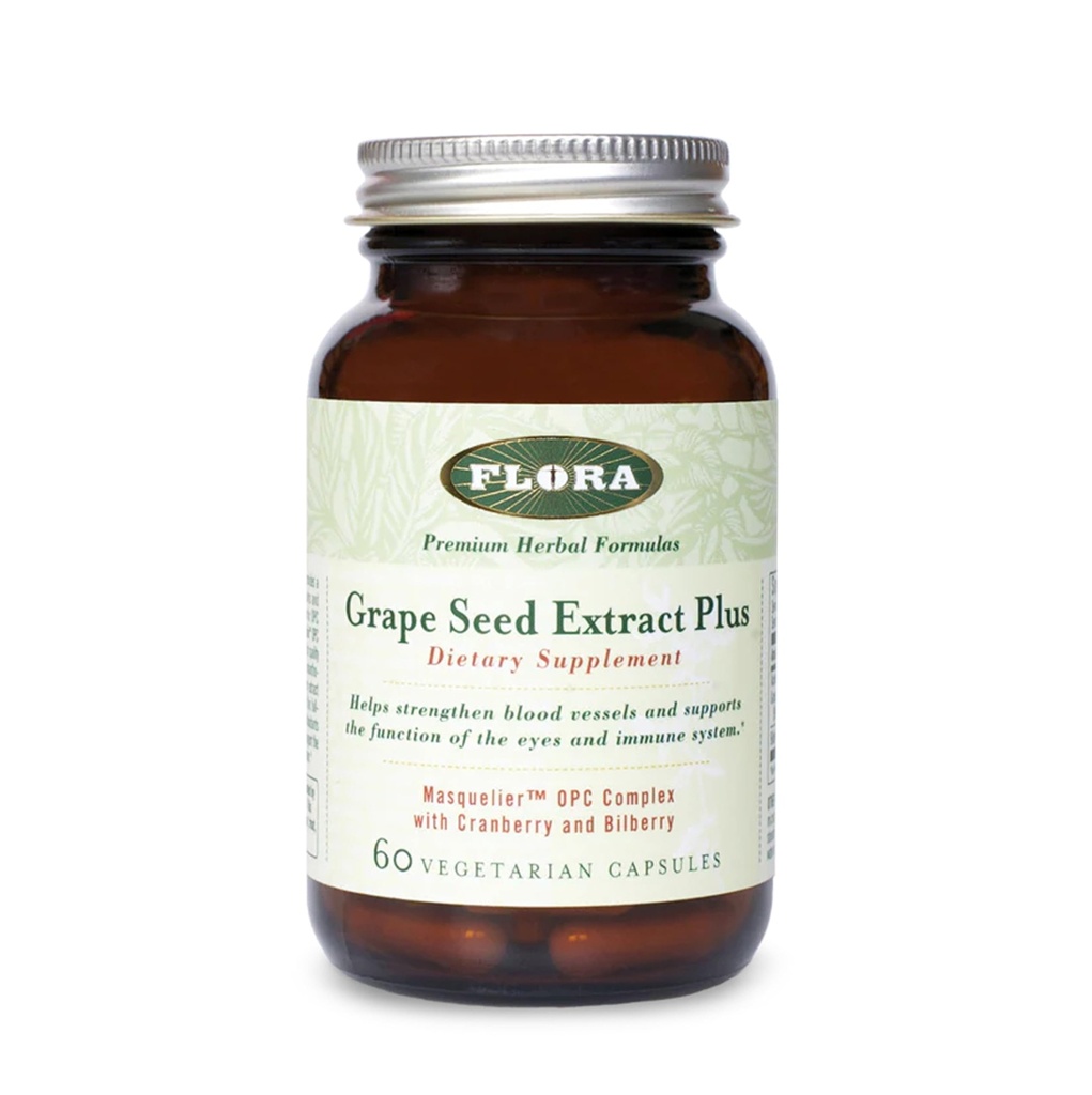 Flora - Grape Seed Extract Plus - Supports Immune & Cellular Health - Contains Bilberry Fruit Extract - Non-GMO & Vegan - 60 Vegetarian Capsules