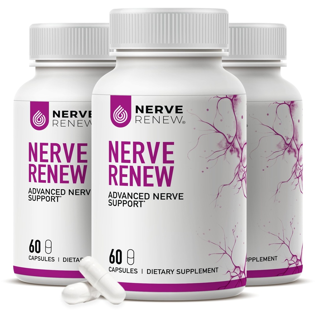 NERVE RENEW Advanced Nerve Support Supplement - 300mg Stabilized R-Alpha Lipoic Acid, Vitamin B Complex, Benfotiamine, Herbs for Fast-Acting Support - 180 ct
