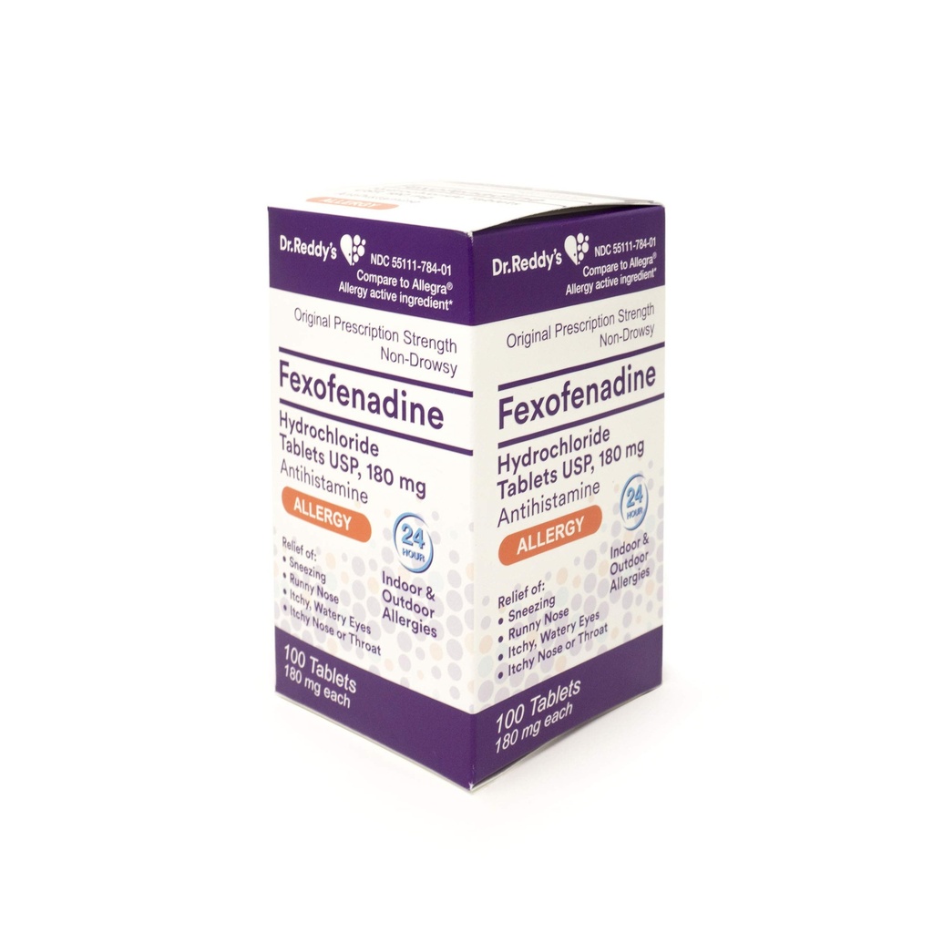 Dr. Reddy's Allergy, Fexofenadine Hydrochloride Tablets, 180 mg, 100 Count
