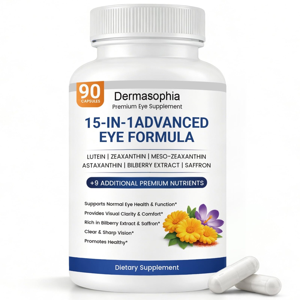 Neurobella Eye Formula, 15-in-1 Advanced Eye Formula with Lutein, Zeaxanthin, Bilberry, and Saffron - Carotenoid Complex for Eye Health, 90 Easy-to-Swallow Capsules