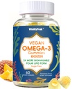 Vegan Omega 3 Gummies 1000mg - Algae Omega 3 Supplement for Women & Men with CoQ10, Vitamin D3, K2 & Turmeric - Fish Oil Alternative for Adults with DHA EPA for Brain, Eye- Sugar Free, 60 Count