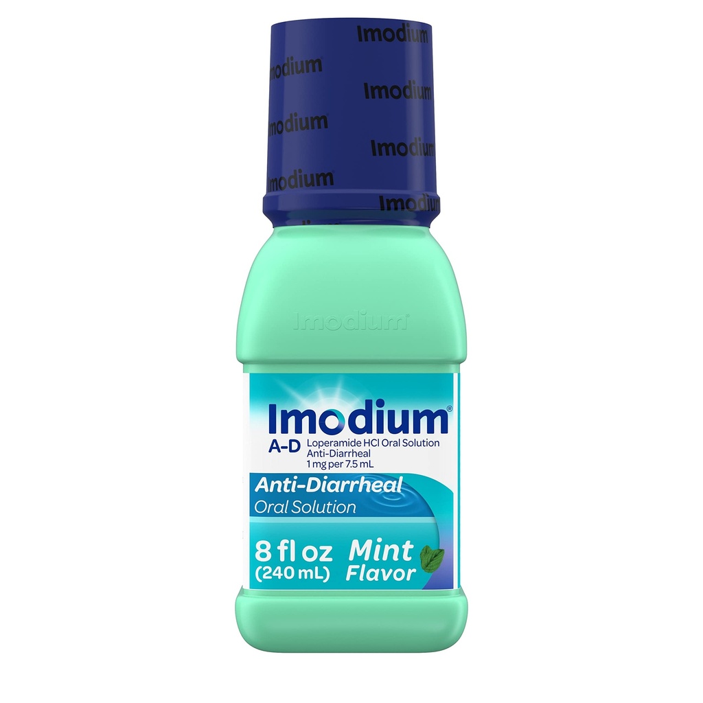 Imodium A-D Liquid Anti-Diarrheal Medicine with Loperamide HCl to Help Control Symptoms of Diarrhea Due to Acute, Traveler's Diarrhea, Mint Flavor, 8 fl. oz