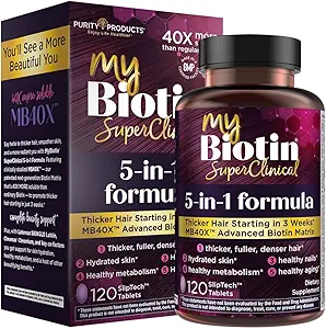 Προϊόντα καθαρότητας MyBiotin SuperClinical New 5-σε-1 Elite Multivitamin + MB40X Biotin Matrix Daily Multi - Thicker Hair Ξεκινώντας σε 3 εβδομάδες - 40X More Soluble vs Συνηθισμένα Καρφιά Δέρμα - 120 Tabs
