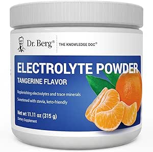 Dr. Berg Zero Sugar Hydration Keto Electrolyte Powder - Ενισχυμένο w/ 1000 mg Κάλιο & Αλάτι Real Ιμαλαΐων (NOT Table Salt) - Tangerine Flavor Hydration Drink Mix Supplement - 50 Servings