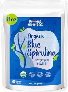 Βιολογικό Μπλε Spirulina σε σκόνη - 8oz - Odorless - από Blue Green Algae - Vegan, Μη ΓΤΟ, Χωρίς γλουτένη, Γαλακτοκομικά-Δωρεάν - USDA Certified Natural Blue χρωματισμός για Smoothies & Protein Drinks