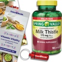 Choice Bundle Spring Valley Standardized Extract Milk Thistle Dietary Supplement Capsules 175 mg 180 Ct Plus Vitamin Guide and Pill Container (3 Items)!