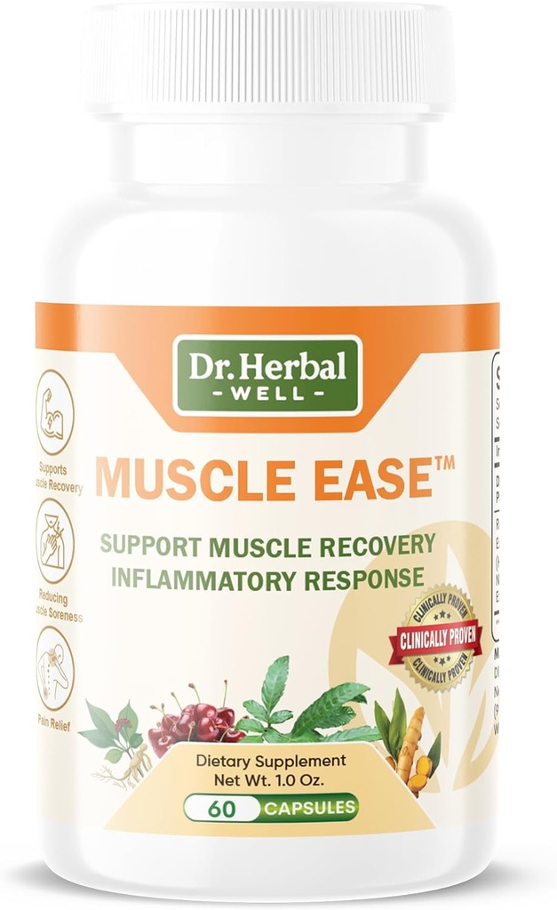 DR.HERBAL WELL Muscle Ease - Joint, Muscle & Nerve Support Fast Acting Relax Comfort Recovery Natural Herbal Supplement - (60 Capsules) MAX-Strength