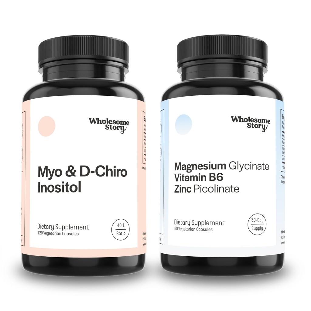 Myo-Inositol & D-Chiro Inositol & Zinc Picolinate, Magnesium Glycinate with Vitamin B6 | Support Reproductive & Fertility Health | Hormonal Balance & Ovarian Health Support | 30 Servings
