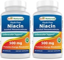 Best Naturals Flush-Free Niacin Inositol Hexanicotinate 500 mg 180 Capsules (Pack of 2)