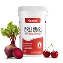 36mg Iron Supplement with 500mg Beetroot, Quad Chelated Iron & Hemoglobin Peptide Synergistic - Enhanced Absorption without Gastrointestinal Side Effects*, Support Anemia, Hemoglobin*, 60 caps