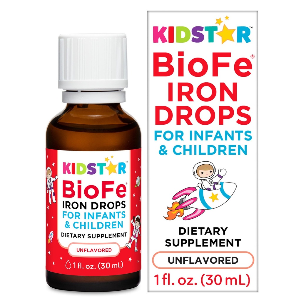 BioFe Pure Iron Drops, Unflavored, for Infants and Children, 1 Fl. Oz., 10mg Elemental Iron, Micronized and Microencapsulated Iron