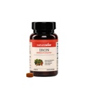 NatureWise Vegan Iron Supplement for Women & Men - Gentle on Stomach High Absorption - Coated Iron Bisglycinate Tablets + Vitamin C, Methyl B12, Folate & Organic Food Blend - 90 Tablets[90-Day Supply]
