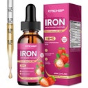 Liquid Iron Supplement for Women, Men & Kids 18mg with Vitamin C, B12, B6, Folate & Zinc | High Absorption Ferrous Bisglycinate Chelate, Natural Strawberry Flavor, Sugar-Free, Anemia & Energy Support