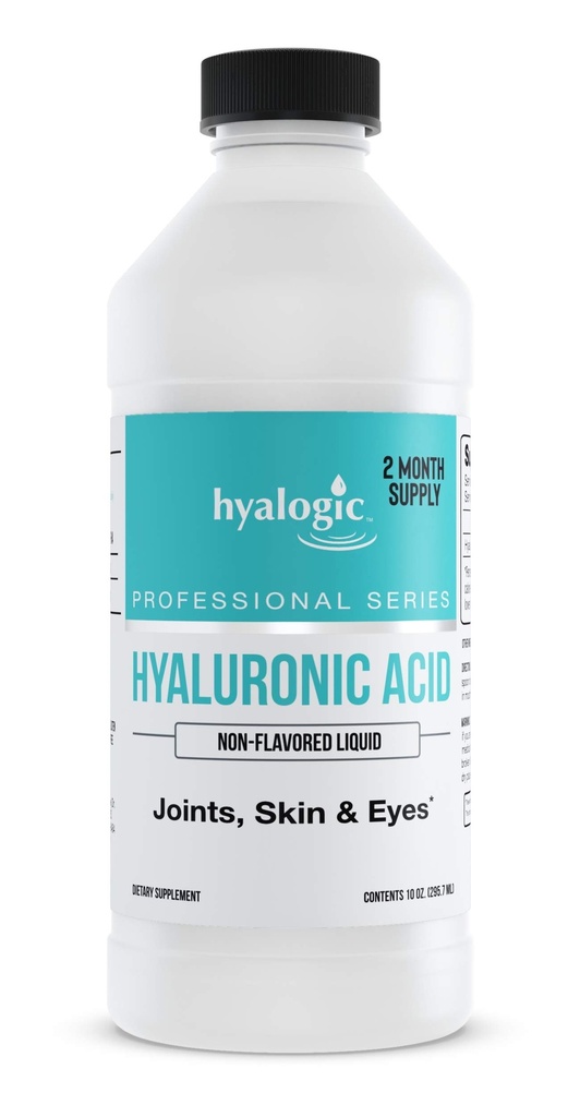 Hyalulic Professionals Series - Hyaluronic Acid Supplement for Whole Body Hydration - 100 mg Infastible HA Liquid Supplement; Odorless, Noastless & Preservative Free for Skin & Eyes - 10 oz