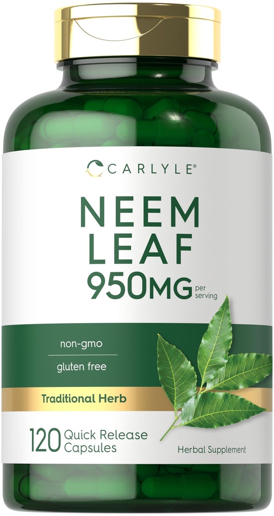 Carlyle Neem Leaf | 950mg | 120 Powder Capsules | Non-GMO and Gluten Free Formula | Value Size | Traditional Herbal Supplement | Azadirachta Indica