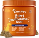 Zesty Paws Multivitamin Treats for Dogs, Glucosamine Chondroitin Joint Support + Digestive Enzymes & Probiotics, Grain Free Dog Vitamins and Supplements for Skin & Coat, Φυστικοβούτυρο - 90ct