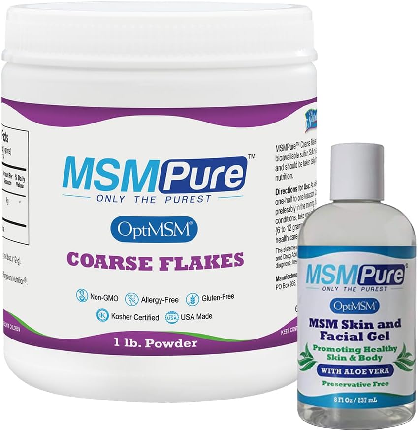 KALA ΥΓΕΙΑ MSMPure MSM Ψήκτρες 1lb και MSM Gel με οργανική αλόη 8oz Bundle