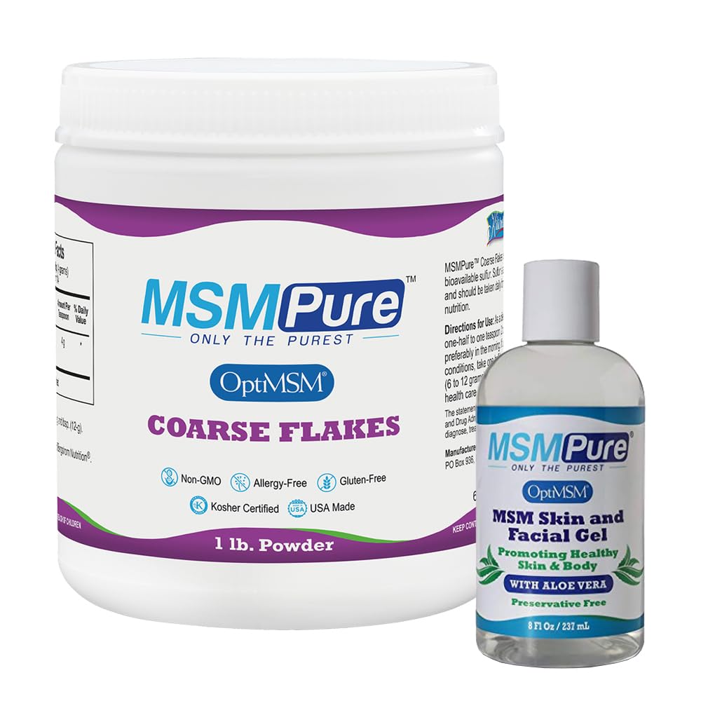 KALA ΥΓΕΙΑ MSMPure MSM Ψήκτρες 1lb και MSM Gel με οργανική αλόη 8oz Bundle