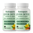 Nutrapure Liver Support Supplement Capsules, 20-in-1 Formula with Milk Thistle, Turmeric & Inositol, Antioxidant & Daily Wellness Support, 60 Veggie Capsules
