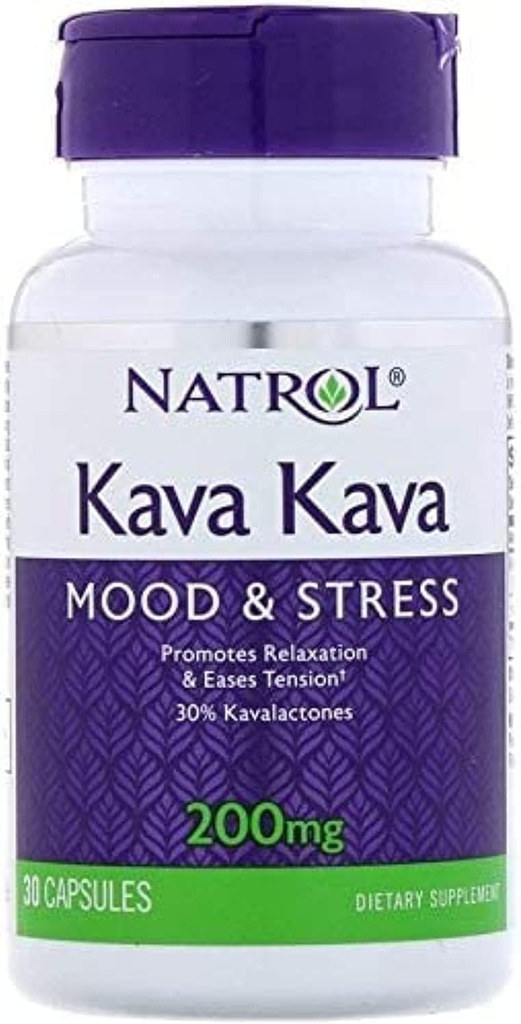 Natrol Kava Kava κάψουλα, 200 Mg - 30 ανά συσκευασία - 3 συσκευασίες ανά κιβώτιο.