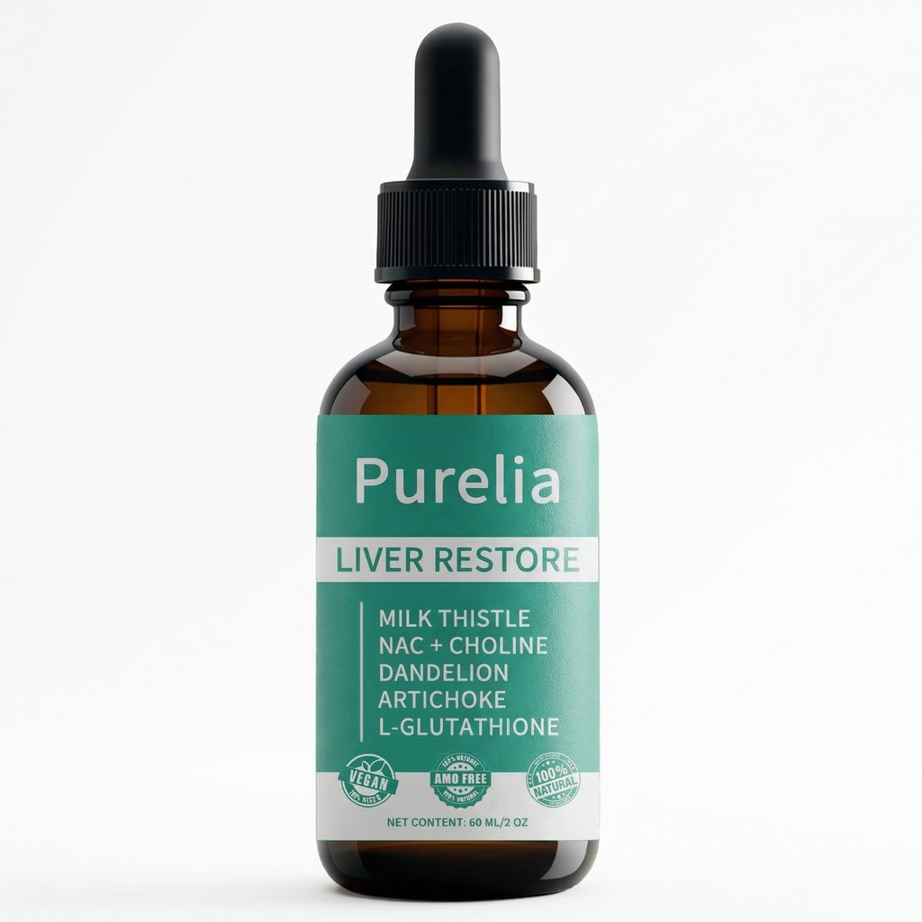 Purelia Liver Restore, Complete Liver Support Supplement with Milk Thistle, Dandelion Root & Choline for Balance