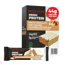 MUSASHI High Protein Bar, 45g Protein, 2g Total Sugars, White Chocolate Caramel, Post Workout and Protein Snack On The Go, 12 Pack of 3.2oz (90g) Bars