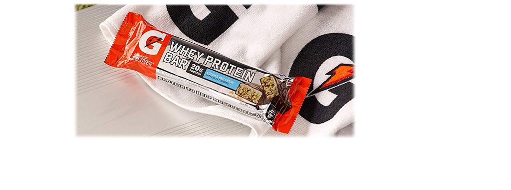 Gatorade Whey Protein Recover Bars, Cookies & Crème, 2.8 ounce bars (12 Count)